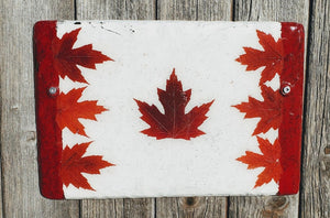 Slate Real Maple Leaf White Canadian Flag